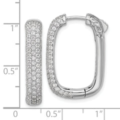 Sterling Shimmer Sterling Silver Rhodium-plated 1.3mm CZ 198 Stone Rectangle Hinged Hoop Earrings