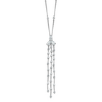 Sterling Shimmer Sterling Silver Rhodium-plated CZ 38 Stone 10 Station with 3 Dangles 16 inch with 2 inch Extension Necklace