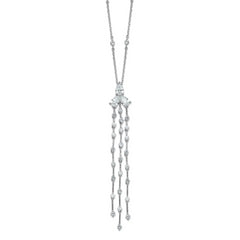 Sterling Shimmer Sterling Silver Rhodium-plated CZ 38 Stone 10 Station with 3 Dangles 16 inch with 2 inch Extension Necklace