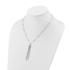 Sterling Shimmer Sterling Silver Rhodium-plated CZ 38 Stone 10 Station with 3 Dangles 16 inch with 2 inch Extension Necklace