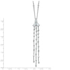 Sterling Shimmer Sterling Silver Rhodium-plated CZ 38 Stone 10 Station with 3 Dangles 16 inch with 2 inch Extension Necklace