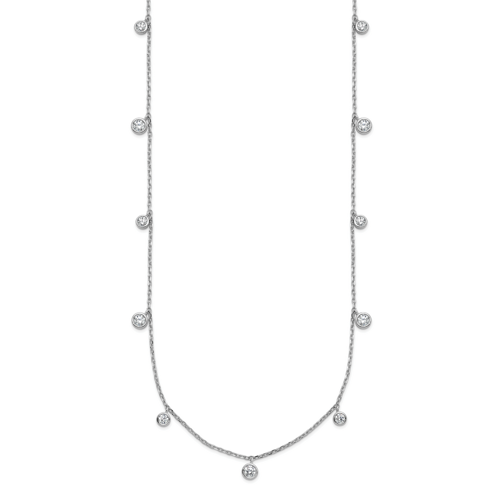 Sterling Shimmer Sterling Silver Rhodium-plated CZ 9 Stone 9 Station 16 inch with 2 inch Extension Necklace