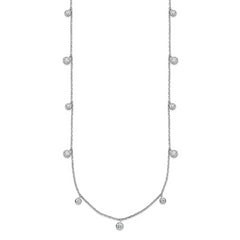 Sterling Shimmer Sterling Silver Rhodium-plated CZ 9 Stone 9 Station 16 inch with 2 inch Extension Necklace