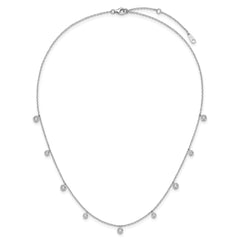 Sterling Shimmer Sterling Silver Rhodium-plated CZ 9 Stone 9 Station 16 inch with 2 inch Extension Necklace