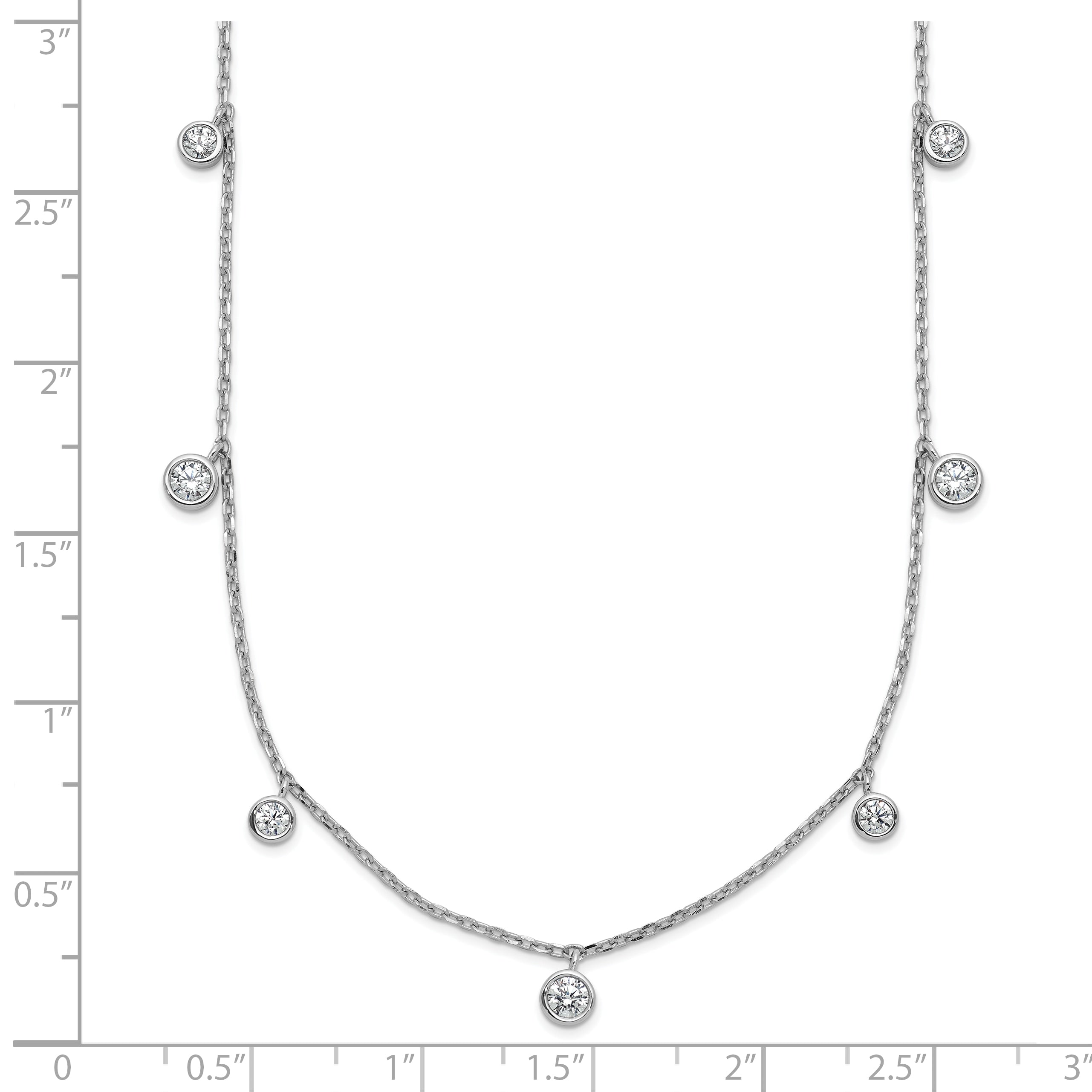 Sterling Shimmer Sterling Silver Rhodium-plated CZ 9 Stone 9 Station 16 inch with 2 inch Extension Necklace