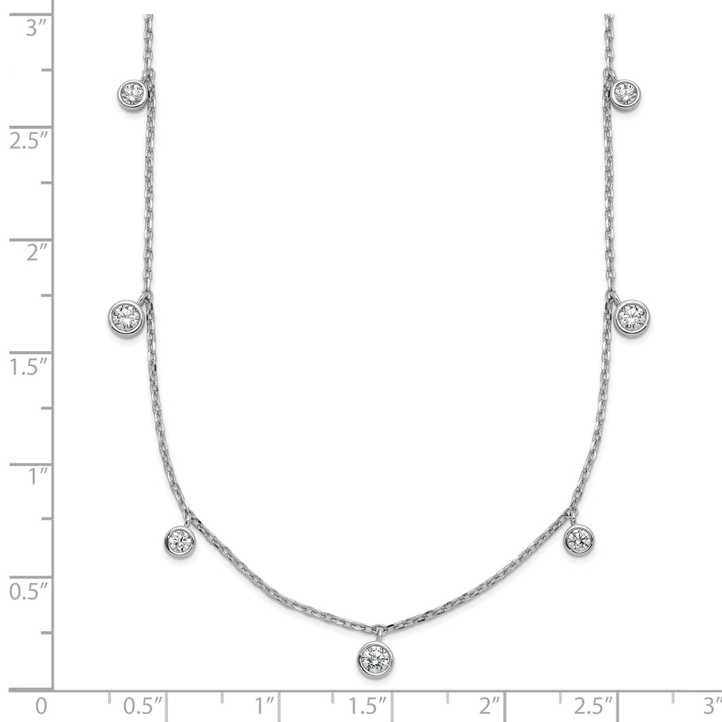 Sterling Shimmer Sterling Silver Rhodium-plated CZ 9 Stone 9 Station 16 inch with 2 inch Extension Necklace