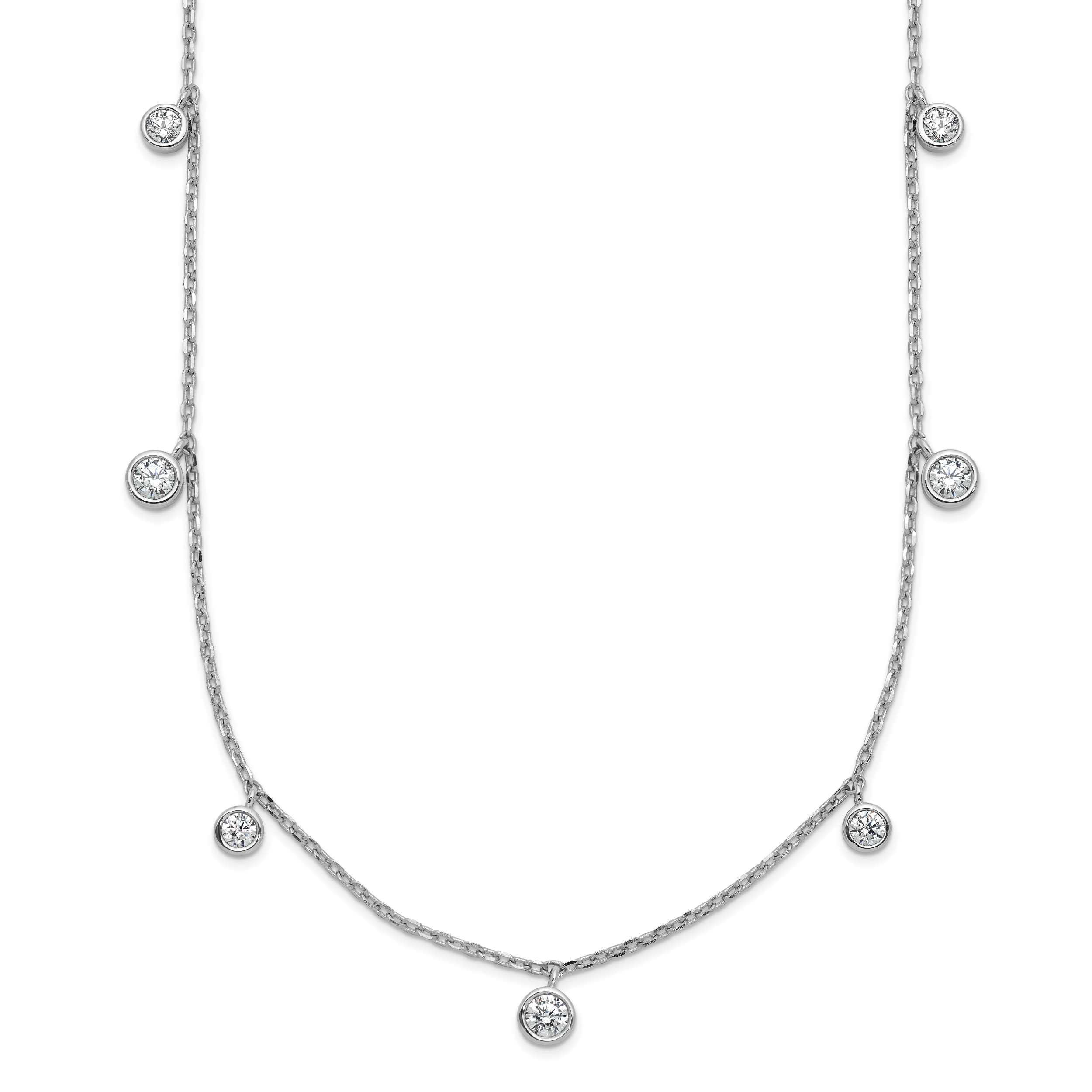 Sterling Shimmer Sterling Silver Rhodium-plated CZ 9 Stone 9 Station 16 inch with 2 inch Extension Necklace Main image