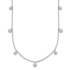 Sterling Shimmer Sterling Silver Rhodium-plated CZ 9 Stone 9 Station 16 inch with 2 inch Extension Necklace
