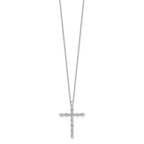Sterling Shimmer Sterling Silver Rhodium-plated CZ 21 Stone Cross 16 inch with 2 inch Extension Necklace