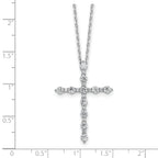 Sterling Shimmer Sterling Silver Rhodium-plated CZ 21 Stone Cross 16 inch with 2 inch Extension Necklace