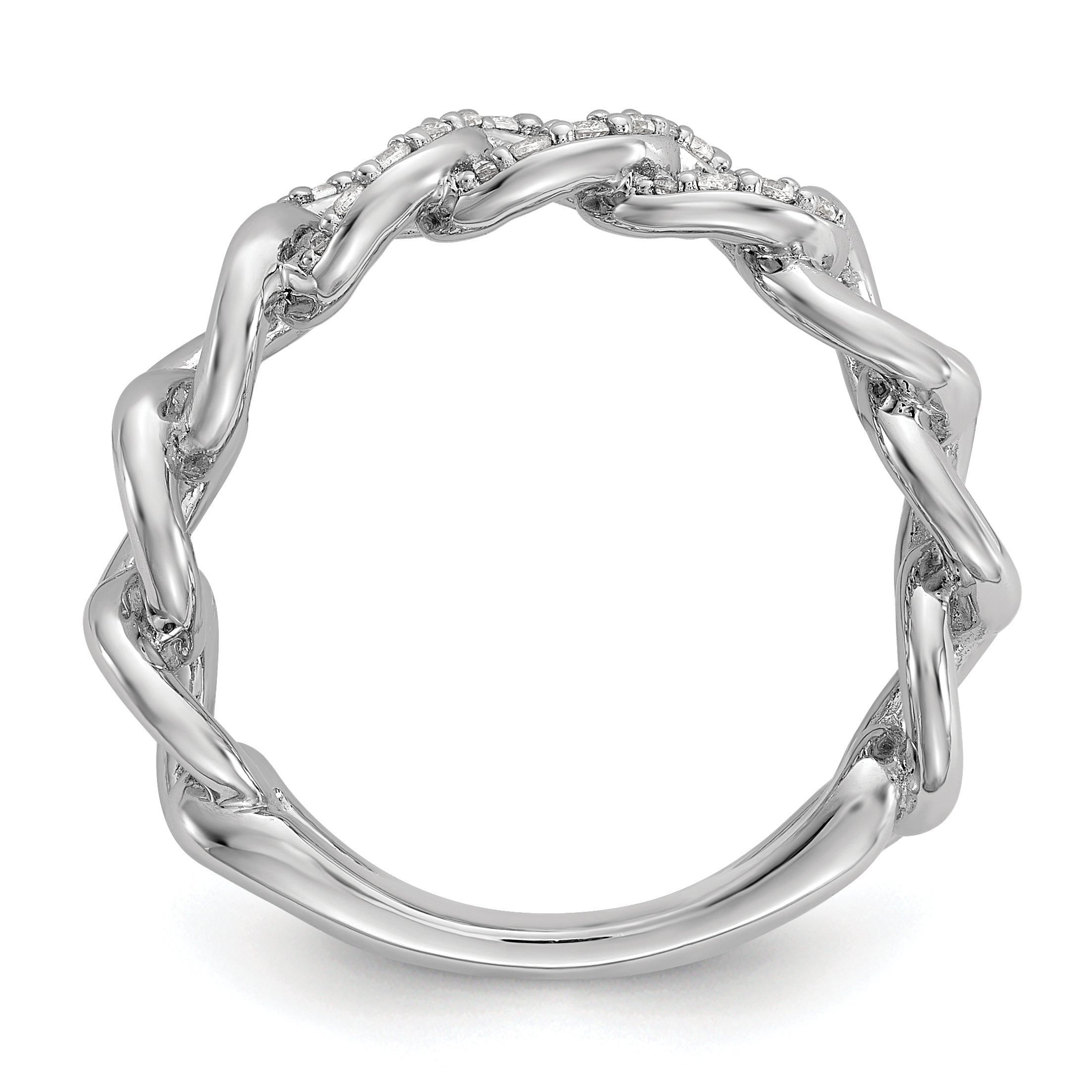 Sterling Shimmer Sterling Silver Rhodium-plated CZ 30 Stone Size 6 Link Circles Ring Secondary image