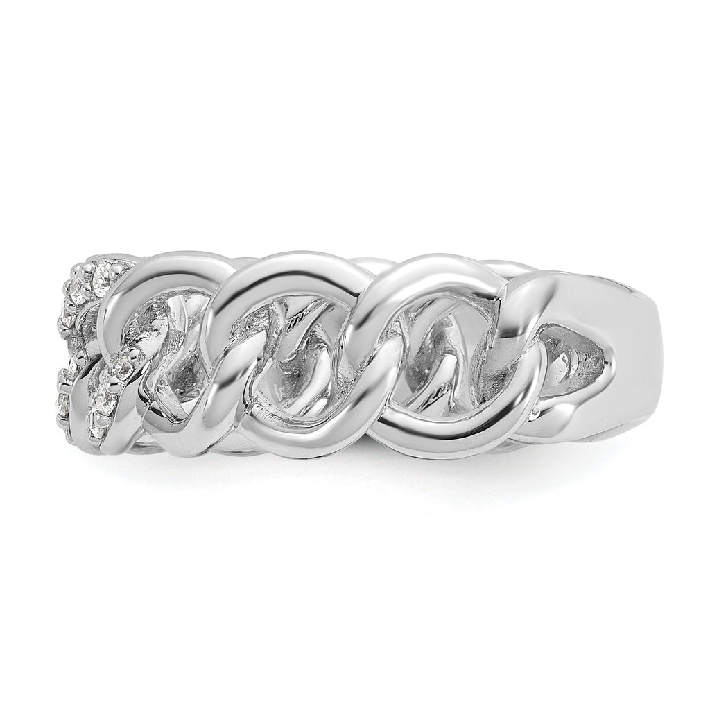 Sterling Shimmer Sterling Silver Rhodium-plated CZ 30 Stone Size 9 Link Circles Ring