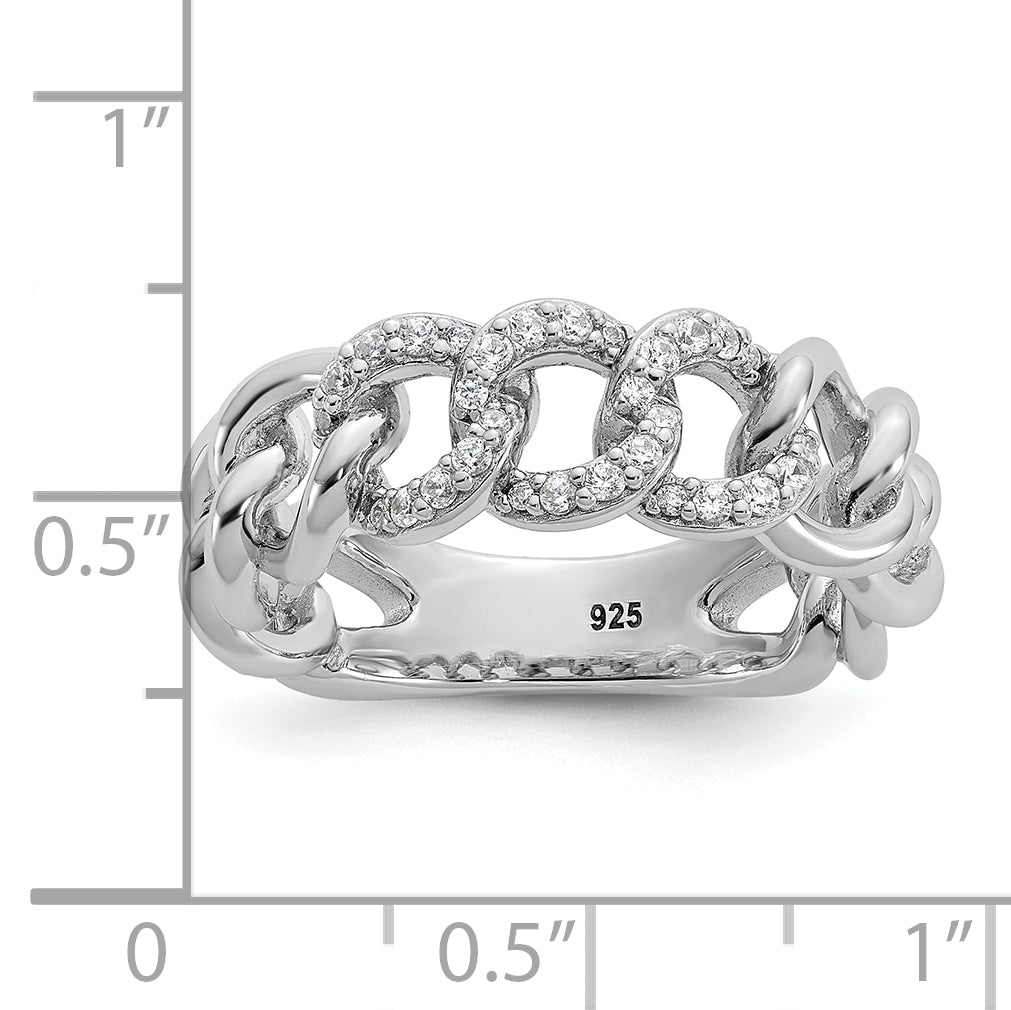 Sterling Shimmer Sterling Silver Rhodium-plated CZ 30 Stone Size 9 Link Circles Ring
