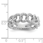 Sterling Shimmer Sterling Silver Rhodium-plated CZ 30 Stone Size 9 Link Circles Ring