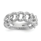 Sterling Shimmer Sterling Silver Rhodium-plated CZ 30 Stone Size 9 Link Circles Ring