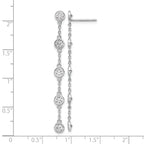 Sterling Silver Rhodium-plated CZ 5 Station Dangle Post Earrings