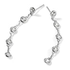 Cubic Zirconia Station Stud Dangle Earrings in Sterling Silver, 3mm - Sophia Jewelers