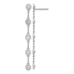 Sterling Silver Rhodium-plated CZ 5 Station Dangle Post Earrings