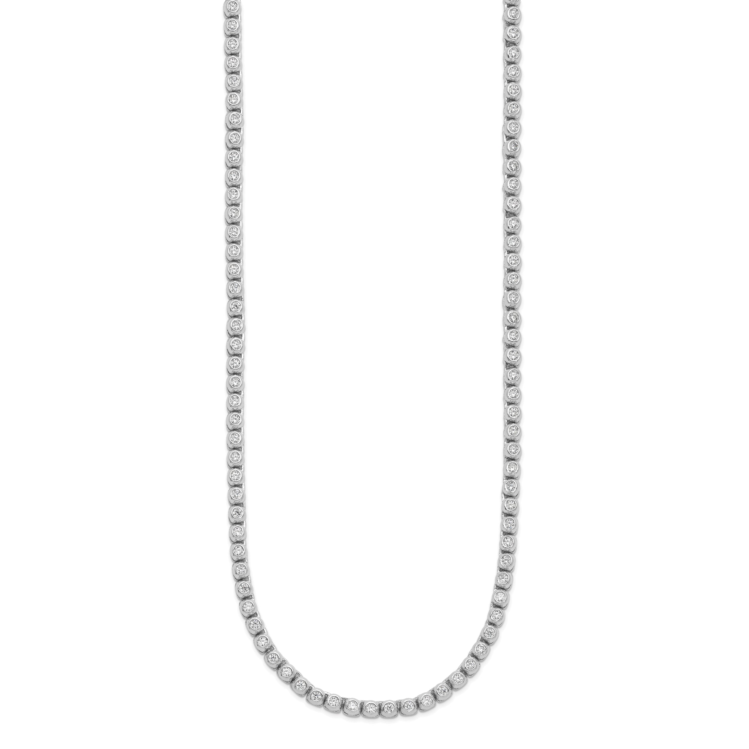 Sterling Shimmer Sterling Silver Rhodium-plated Bezel Set 1.7mm CZ 135 Stone 17 inch Necklace