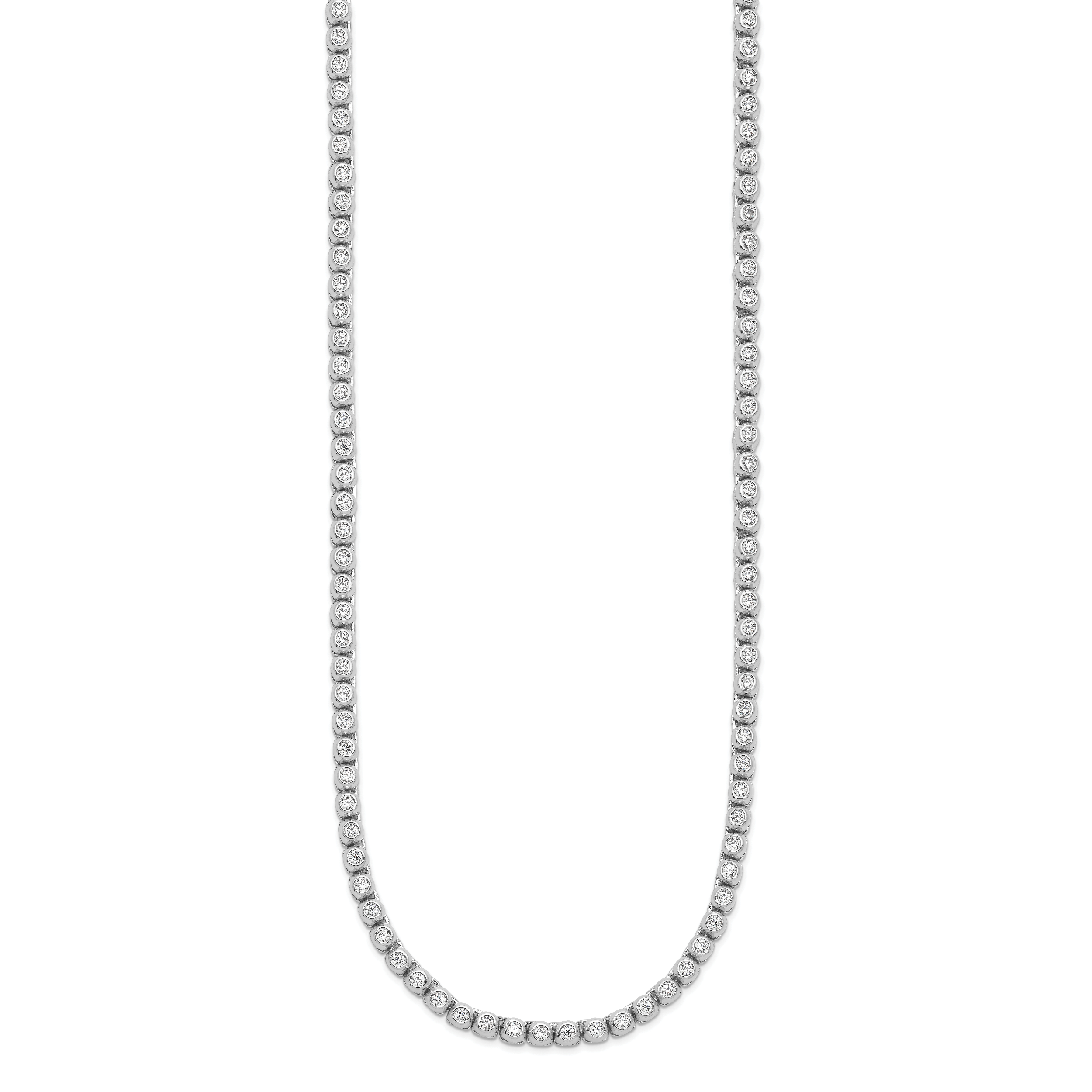 Sterling Shimmer Sterling Silver Rhodium-plated Bezel Set 1.7mm CZ 135 Stone 17 inch Necklace Secondary image