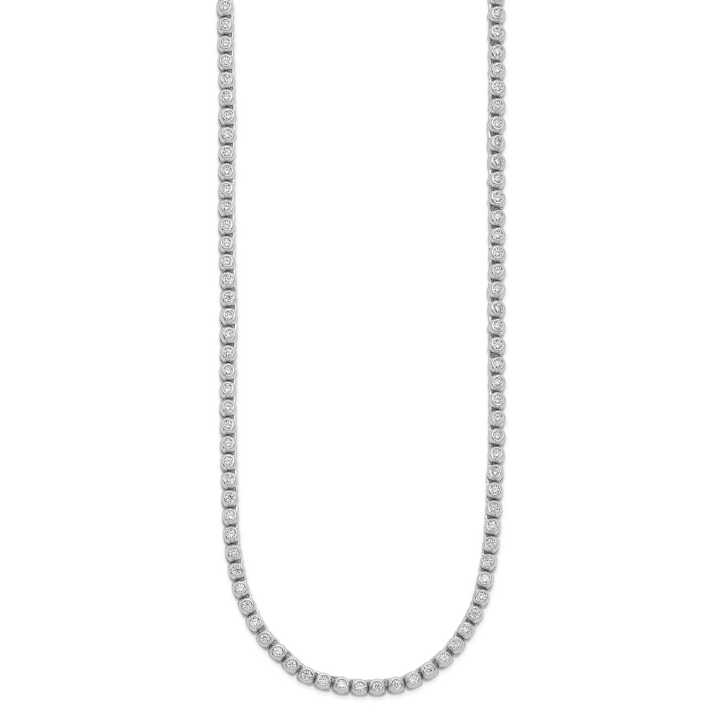 Sterling Shimmer Sterling Silver Rhodium-plated Bezel Set 1.7mm CZ 135 Stone 17 inch Necklace