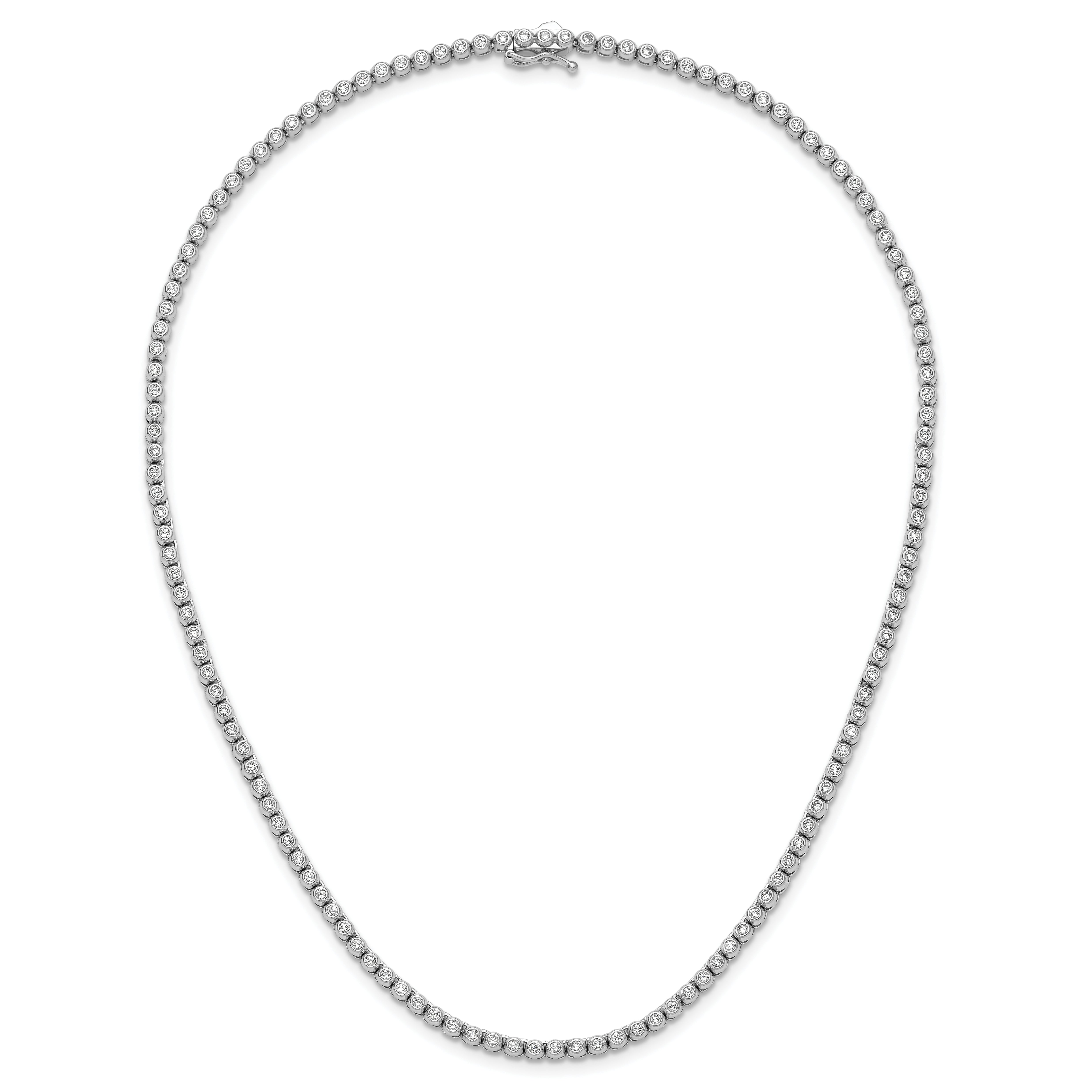 Sterling Shimmer Sterling Silver Rhodium-plated Bezel Set 1.7mm CZ 135 Stone 17 inch Necklace