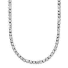 Sterling Shimmer Sterling Silver Rhodium-plated Bezel Set 1.7mm CZ 135 Stone 17 inch Necklace