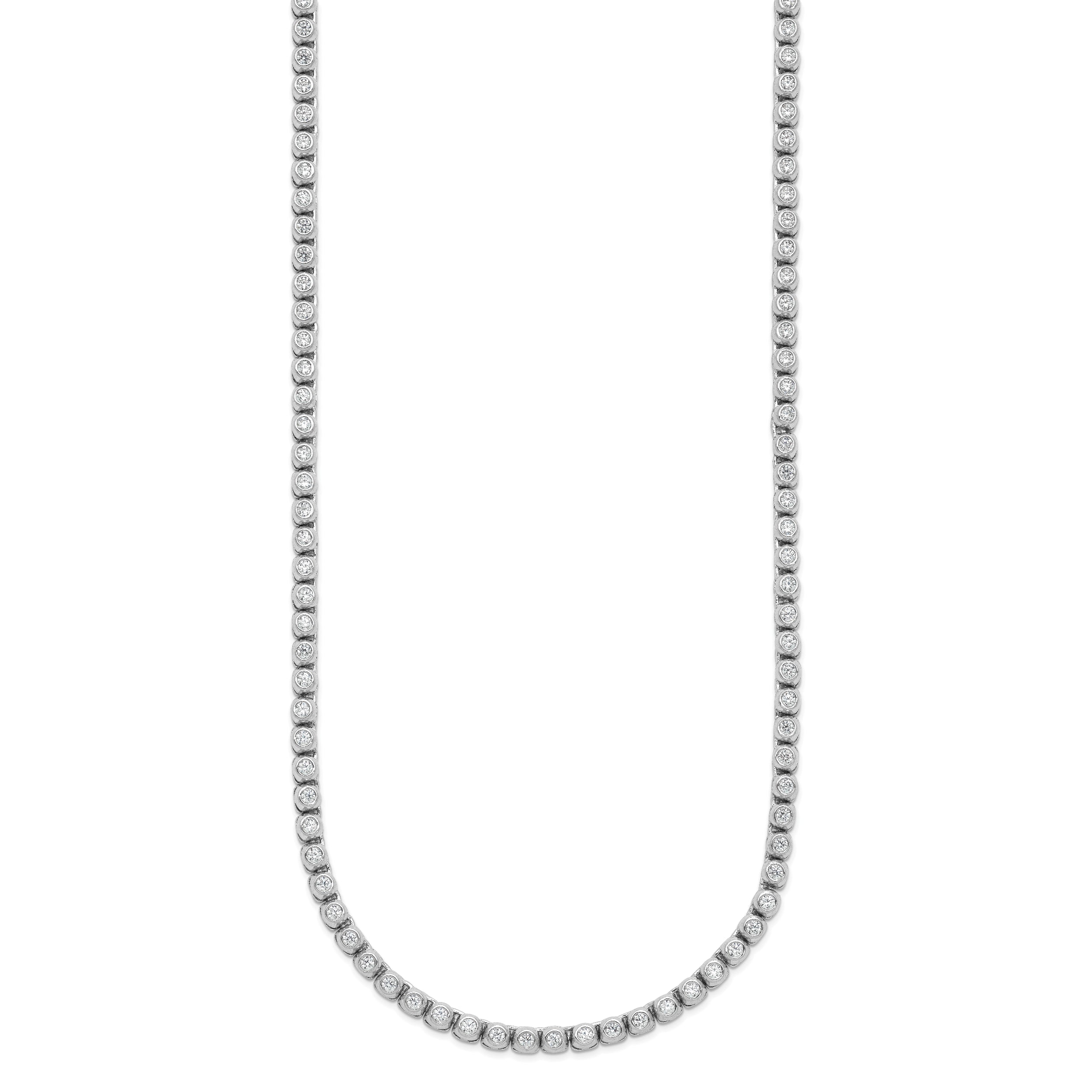 Sterling Shimmer Sterling Silver Rhodium-plated Bezel Set 1.7mm CZ 159 Stone 20 inch Necklace