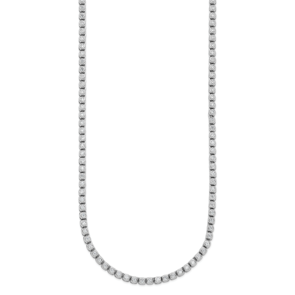 Sterling Shimmer Sterling Silver Rhodium-plated Bezel Set 1.7mm CZ 159 Stone 20 inch Necklace