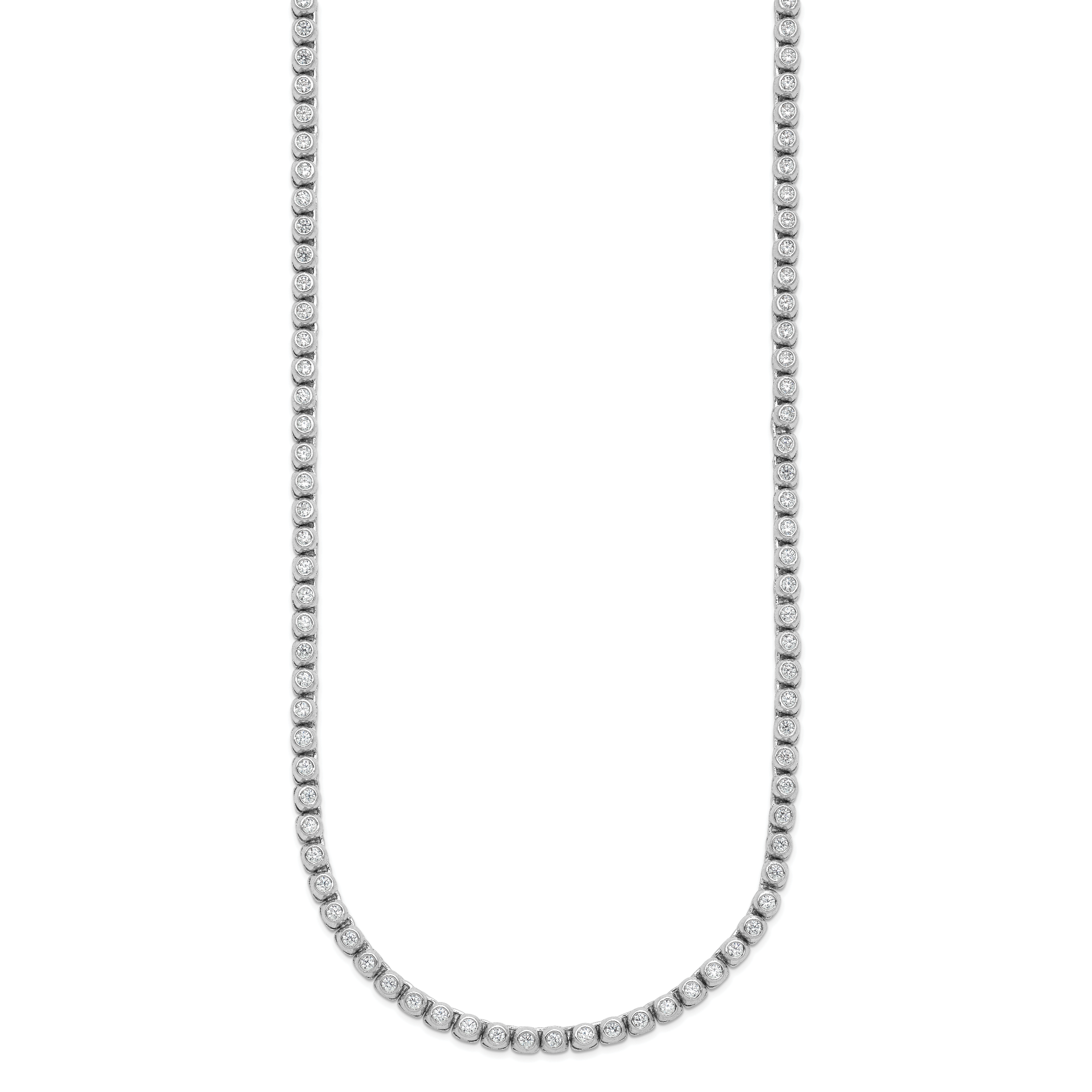 Sterling Shimmer Sterling Silver Rhodium-plated Bezel Set 1.7mm CZ 159 Stone 20 inch Necklace