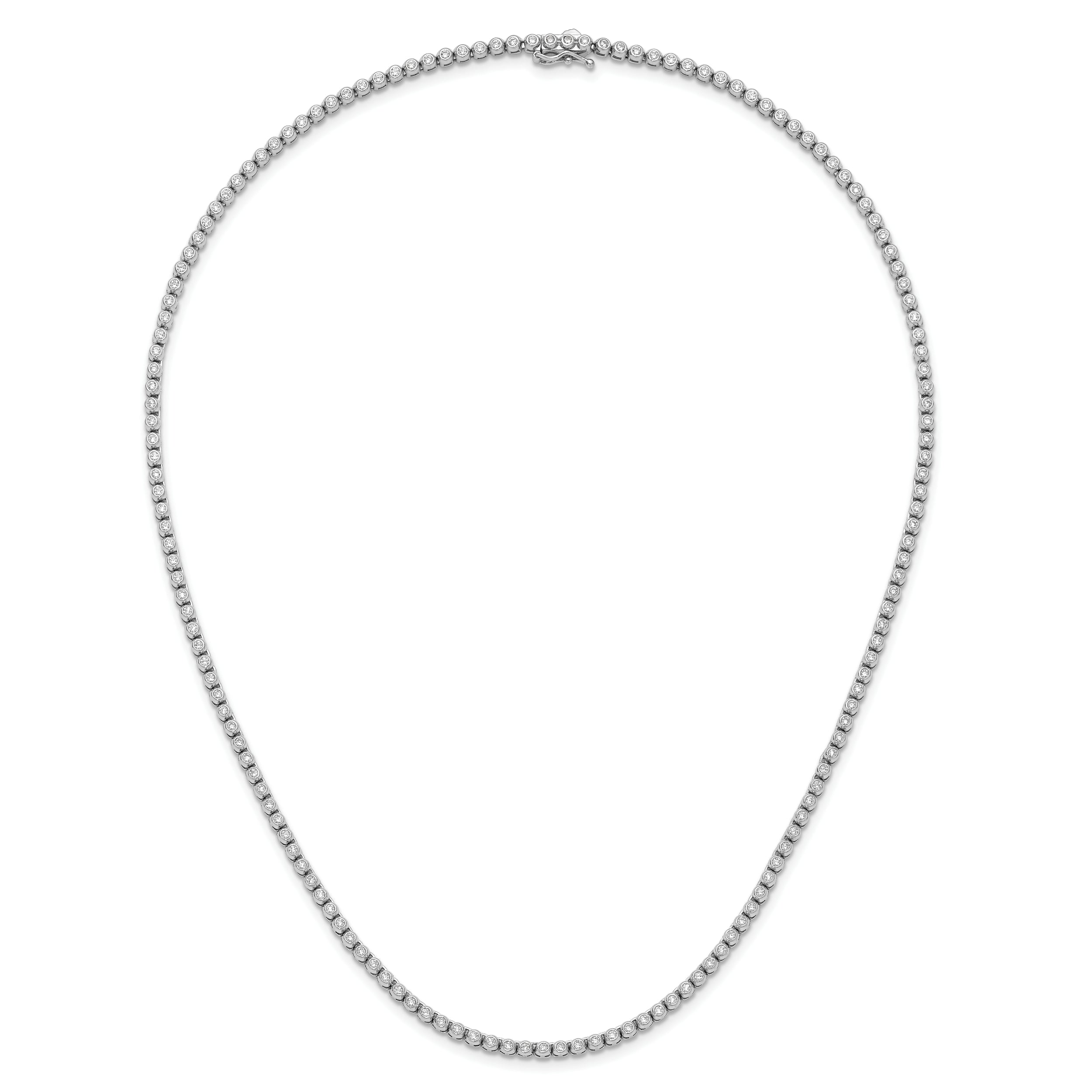 Sterling Shimmer Sterling Silver Rhodium-plated Bezel Set 1.7mm CZ 159 Stone 20 inch Necklace