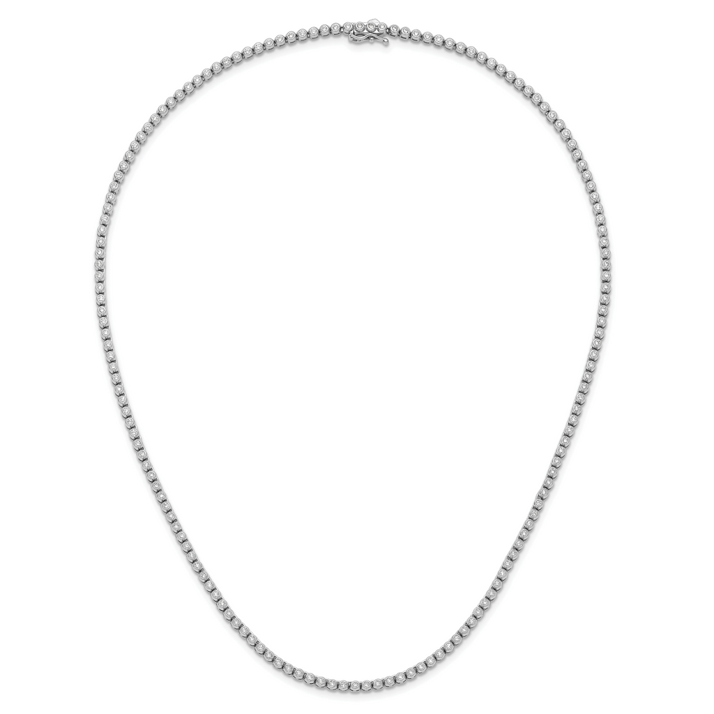 Sterling Shimmer Sterling Silver Rhodium-plated Bezel Set 1.7mm CZ 159 Stone 20 inch Necklace