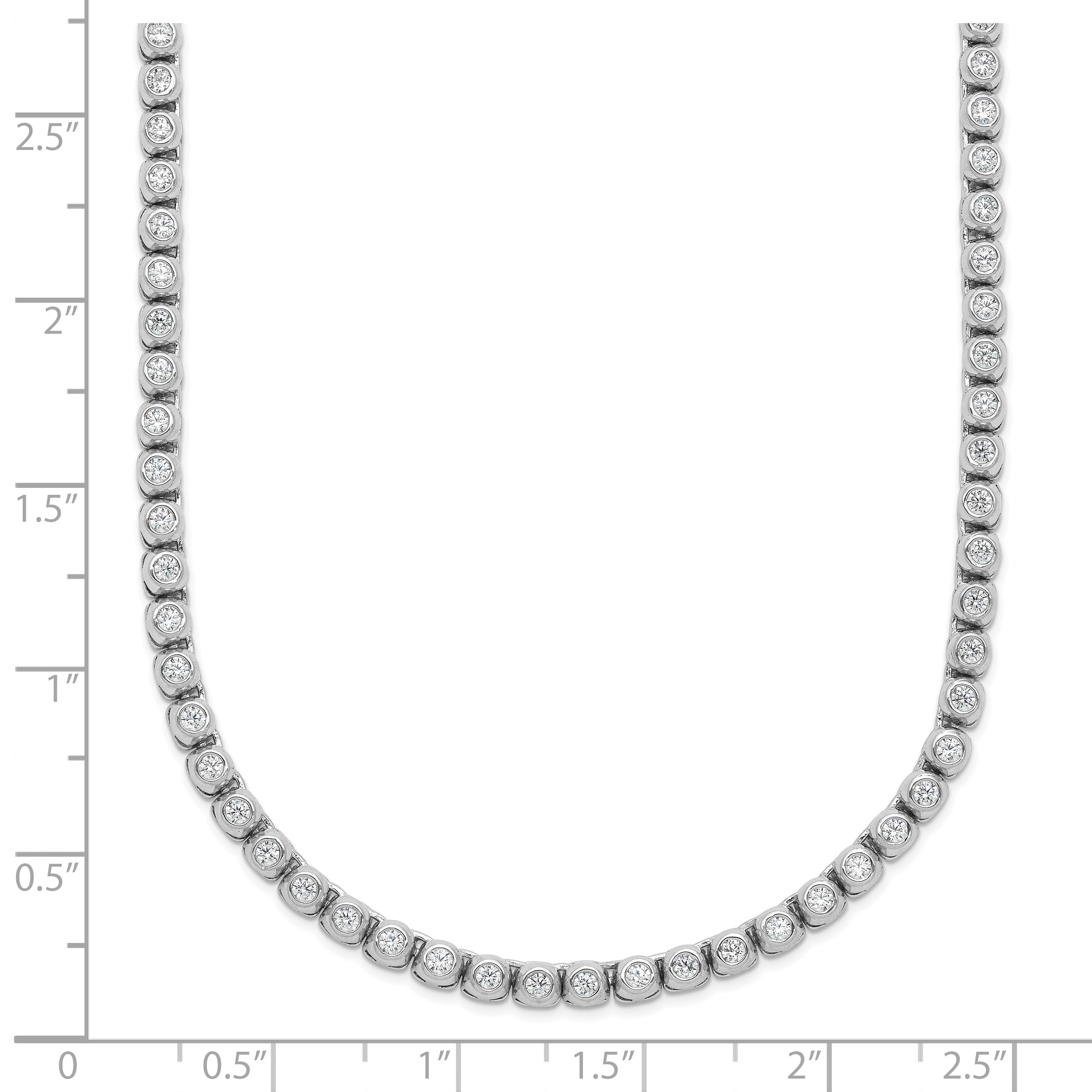 Sterling Shimmer Sterling Silver Rhodium-plated Bezel Set 1.7mm CZ 159 Stone 20 inch Necklace