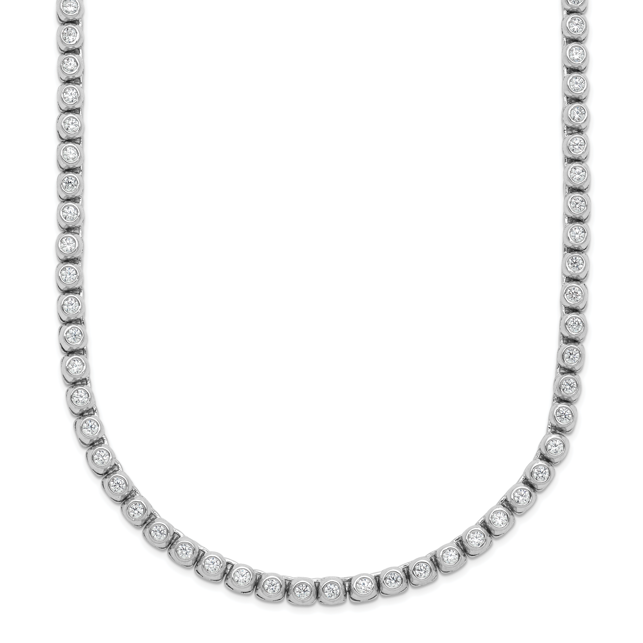 Sterling Shimmer Sterling Silver Rhodium-plated Bezel Set 1.7mm CZ 159 Stone 20 inch Necklace
