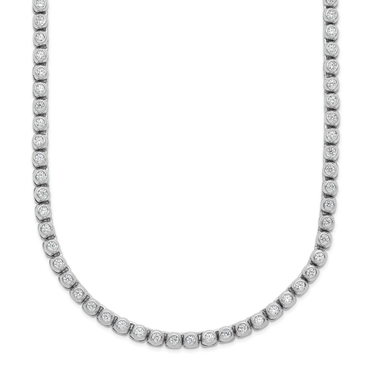 Sterling Shimmer Sterling Silver Rhodium-plated Bezel Set 1.7mm CZ 159 Stone 20 inch Necklace