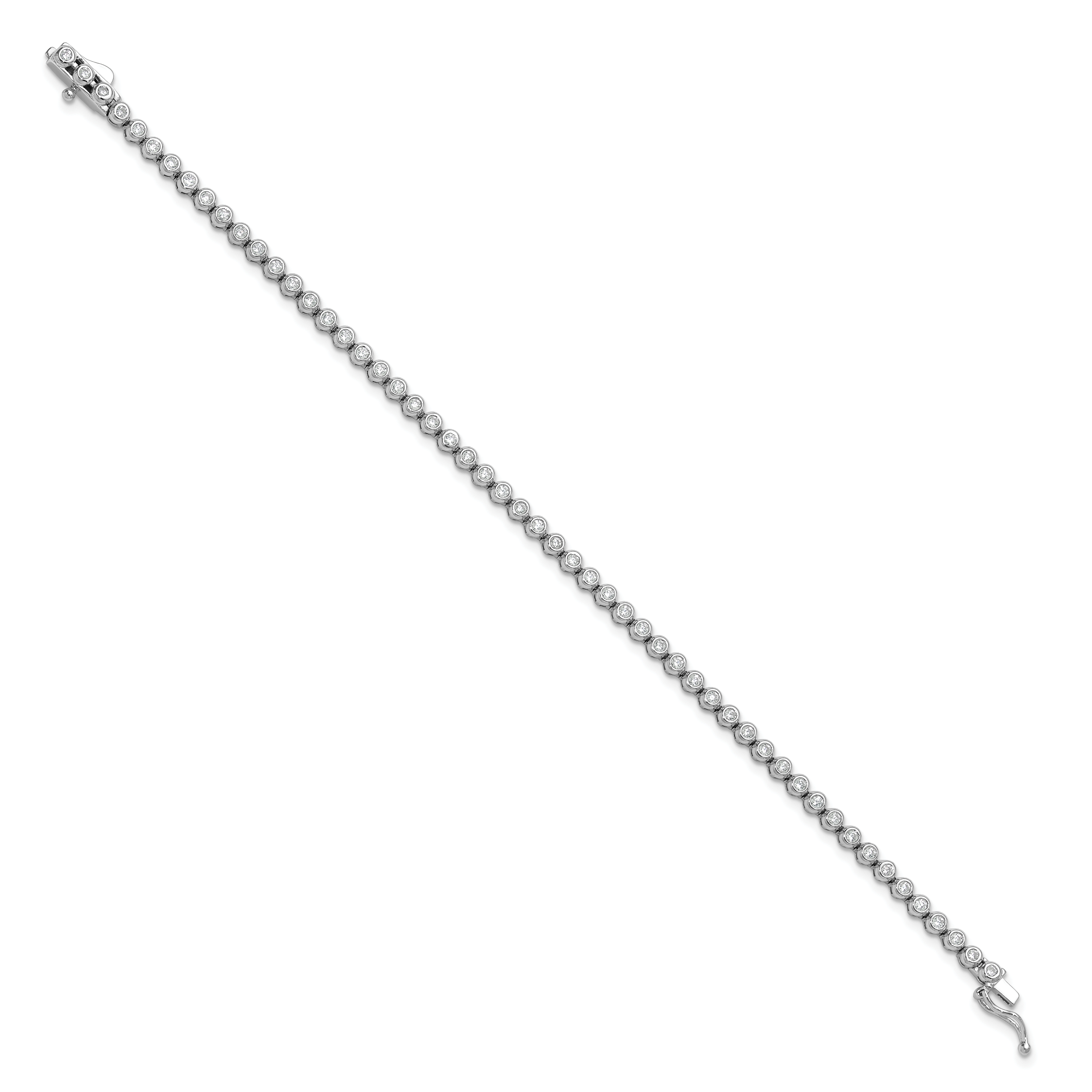 Sterling Shimmer Sterling Silver Rhodium-plated Bezel Set 1.7mm CZ 54 Stone 7 inch Bracelet Secondary image