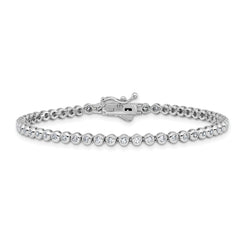 Sterling Shimmer Sterling Silver Rhodium-plated Bezel Set 1.7mm CZ 54 Stone 7 inch Bracelet