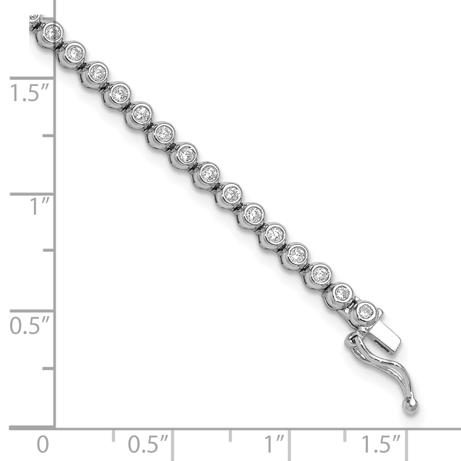 Sterling Shimmer Sterling Silver Rhodium-plated Bezel Set 1.7mm CZ 54 Stone 7 inch Bracelet