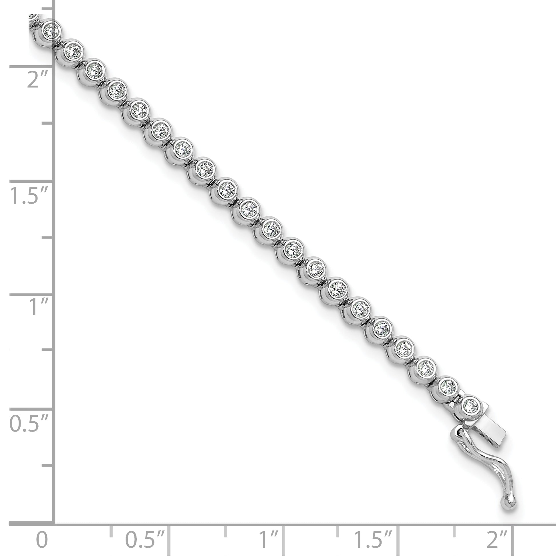 Sterling Shimmer Sterling Silver Rhodium-plated Bezel Set 1.7mm CZ 61 Stone 8 inch Bracelet