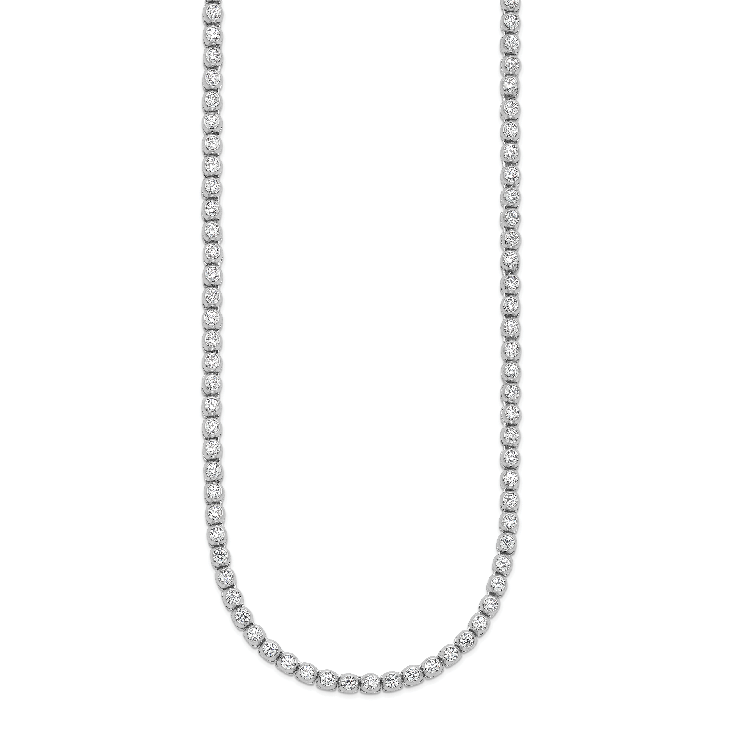 Sterling Shimmer Sterling Silver Rhodium-plated Bezel Set 2.3mm CZ 115 Stone 17 inch Necklace Secondary image