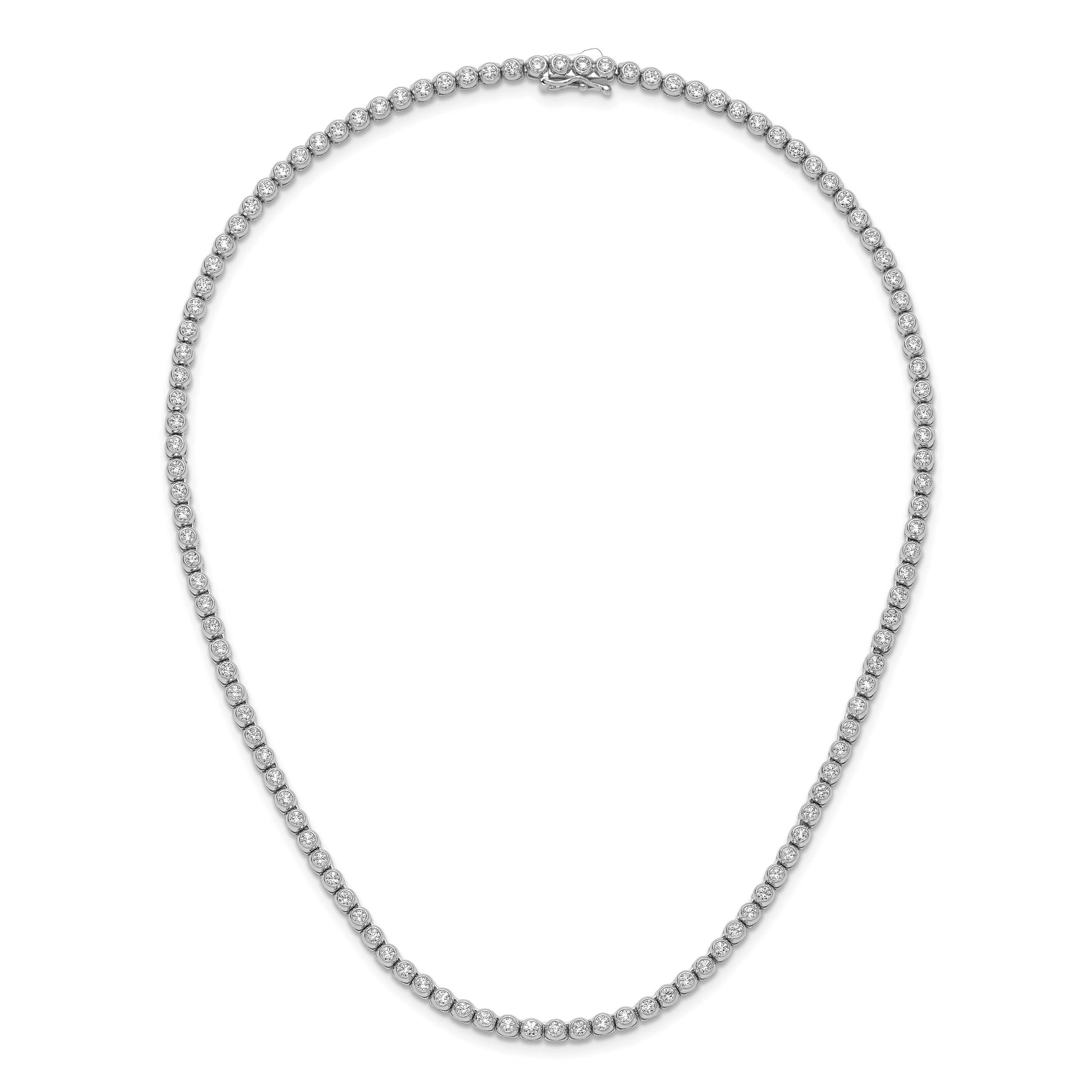 Sterling Shimmer Sterling Silver Rhodium-plated Bezel Set 2.3mm CZ 115 Stone 17 inch Necklace