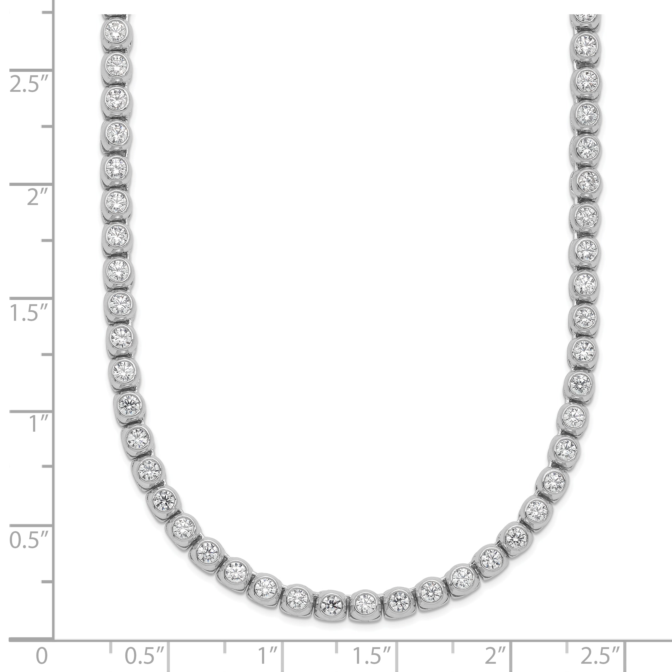 Sterling Shimmer Sterling Silver Rhodium-plated Bezel Set 2.3mm CZ 115 Stone 17 inch Necklace