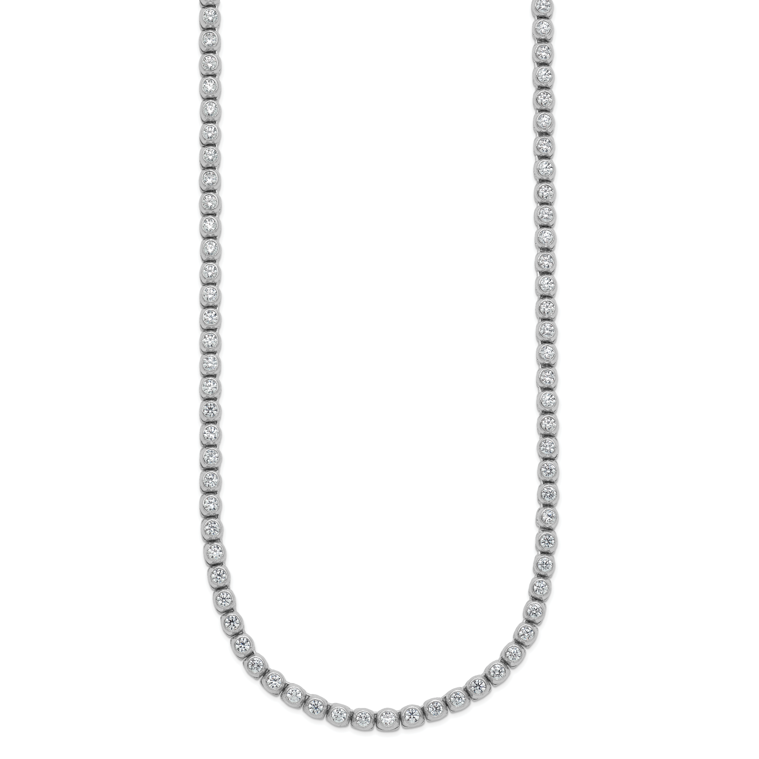 Sterling Shimmer Sterling Silver Rhodium-plated Bezel Set 2.3mm CZ 135 Stone 20 inch Necklace Secondary image