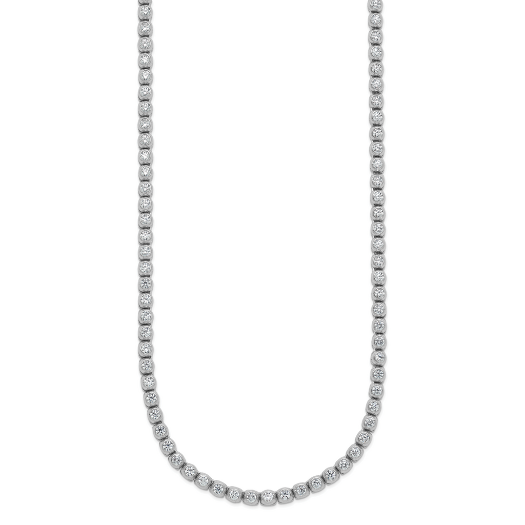 Sterling Shimmer Sterling Silver Rhodium-plated Bezel Set 2.3mm CZ 135 Stone 20 inch Necklace