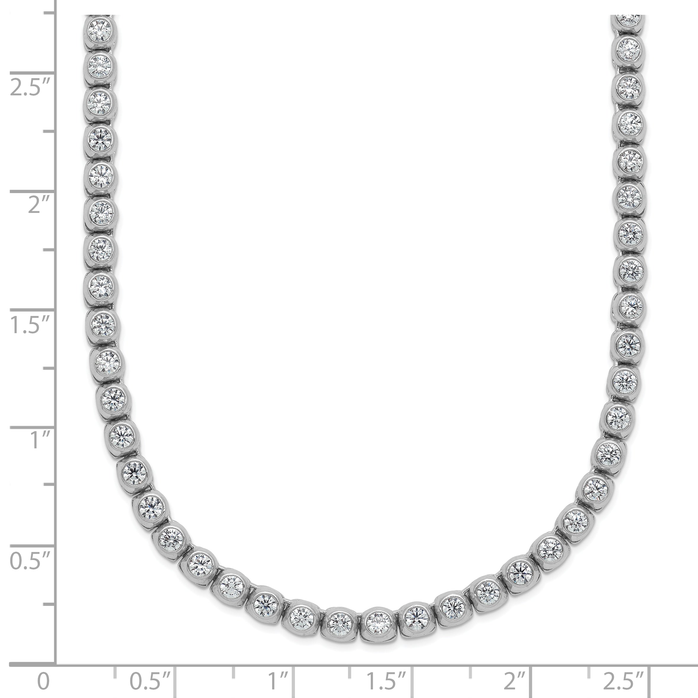 Sterling Shimmer Sterling Silver Rhodium-plated Bezel Set 2.3mm CZ 135 Stone 20 inch Necklace