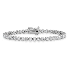 Sterling Shimmer Sterling Silver Rhodium-plated Bezel Set 2.3mm CZ 48 Stone 7 inch Bracelet