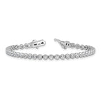 Sterling Shimmer Sterling Silver Rhodium-plated Bezel Set 2.3mm CZ 48 Stone 7 inch Bracelet
