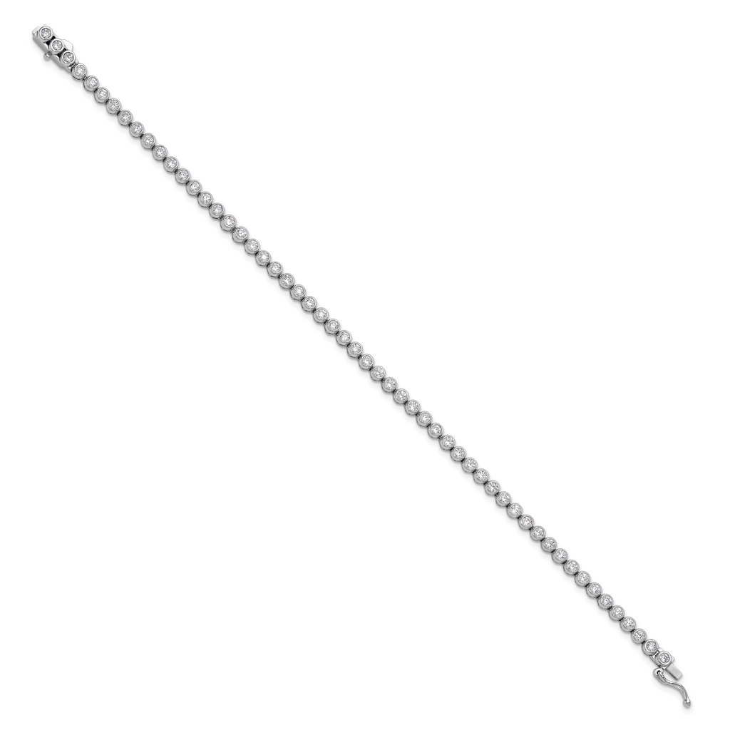Sterling Shimmer Sterling Silver Rhodium-plated Bezel Set 2.3mm CZ 55 Stone 8 inch Bracelet