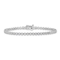 Sterling Shimmer Sterling Silver Rhodium-plated Bezel Set 2.3mm CZ 55 Stone 8 inch Bracelet