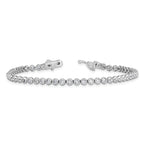 Sterling Shimmer Sterling Silver Rhodium-plated Bezel Set 2.3mm CZ 55 Stone 8 inch Bracelet